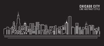Cityscape Building Line art Vector Illustration design - Chicago city Stock Image Cityscape Building Line art Vector Illustration design - Chicago city Stock Image