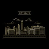 Cityscape de kunststijl van de ontwerp vectorlijn royalty-vrije illustratie Cityscape de kunststijl van de ontwerp vectorlijn royalty-vrije illustratie
