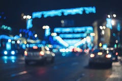 Ciudad borrosa en la noche Bokeh Imágenes de archivo libres de regalías Ciudad borrosa en la noche Bokeh Imágenes de archivo libres de regalías