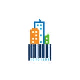 Ciudad Logo Icon Design del código de barras stock de ilustración Ciudad Logo Icon Design del código de barras stock de ilustración