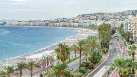Ciudad panorámica hermosa de la visión aérea Niza del timelapse, Francia Mar Mediterráneo, bahía de ángeles almacen de video Ciudad panorámica hermosa de la visión aérea Niza del timelapse, Francia Mar Mediterráneo, bahía de ángeles almacen de video