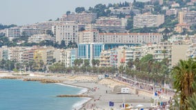 Ciudad panorámica hermosa de la visión aérea Niza del timelapse, Francia Mar Mediterráneo, bahía de ángeles almacen de video Ciudad panorámica hermosa de la visión aérea Niza del timelapse, Francia Mar Mediterráneo, bahía de ángeles almacen de video