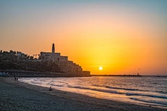 Ciudad vieja de Jaffa en puesta del sol imagen de archivo Ciudad vieja de Jaffa en puesta del sol imagen de archivo