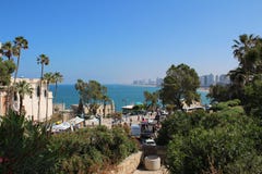 Ciudad vieja hermosa, opinión del mar en Jaffa, Tel Aviv, Israel fotografía de archivo Ciudad vieja hermosa, opinión del mar en Jaffa, Tel Aviv, Israel fotografía de archivo