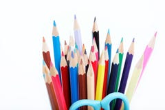 Ciérrese para arriba de los lápices del color con diverso color. Imágenes de archivo libres de regalías