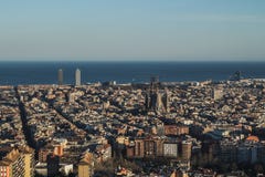 Ciò è la vista spettacolare di Barcellona, Spagna Nell'immagine può essere macchiato la famiglia sacra di Sagrada Familia di Anto fotografia stock libera da diritti Ciò è la vista spettacolare di Barcellona, Spagna Nell'immagine può essere macchiato la famiglia sacra di Sagrada Familia di Anto fotografia stock libera da diritti