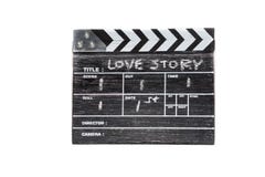 Clapper Board On White Background Title Love Story Stock Image
