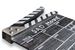 Clapper Board On White Background Title Sad Movie Stock Images