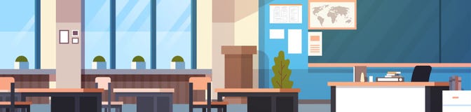 Class Room Interior Horizontal Banner Empty School Classroom With Board And Desks Royalty Free Stock Images Class Room Interior Horizontal Banner Empty School Classroom With Board And Desks Royalty Free Stock Images