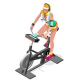 Classe de rotation de forme physique de vélo d'exercice vélo de rotation à plat isométrique de la forme physique 3D Classe de gym illustration stock Classe de rotation de forme physique de vélo d'exercice vélo de rotation à plat isométrique de la forme physique 3D Classe de gym illustration stock