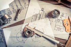 Classes on the milling cutters, bearings and mechanical diagrams royalty free stock photo Classes on the milling cutters, bearings and mechanical diagrams royalty free stock photo