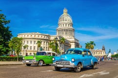 Classic American Cars And Capitol In Havana, Cuba Royalty Free Stock Photos Classic American Cars And Capitol In Havana, Cuba Royalty Free Stock Photos
