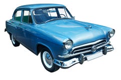 Classic blue retro car isolated