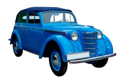 Classic blue retro car isolated
