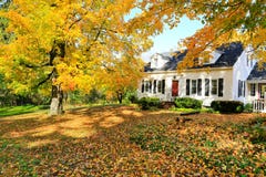 Classic New England American house exterior.
