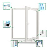 Classic Plastic Window Vector. Plastic White Window Frame Profile. Opened Realistic Window. Isolated Illustration vector illustration Classic Plastic Window Vector. Plastic White Window Frame Profile. Opened Realistic Window. Isolated Illustration vector illustration