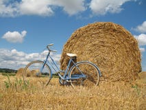 Classic Retro Bike With Hay Bales Stock Photo Classic Retro Bike With Hay Bales Stock Photo