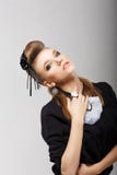 Classy Elegant Woman in Trendy Costume. Vogue royalty free stock photos Classy Elegant Woman in Trendy Costume. Vogue royalty free stock photos