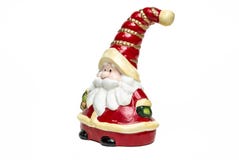 Clay Doll Santa Claus con la campana en el fondo blanco Feliz Navidad cara foto de archivo Clay Doll Santa Claus con la campana en el fondo blanco Feliz Navidad cara foto de archivo