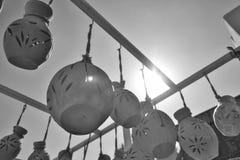 Clay pots hang in the sunshine royalty free stock image Clay pots hang in the sunshine royalty free stock image