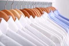 Clean Clothes On Hangers After Dry-cleaning Royalty Free Stock Photo