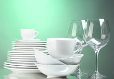 Clean Plates, Cups And Glasses Royalty Free Stock Photo Clean Plates, Cups And Glasses Royalty Free Stock Photo