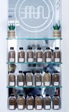 Clear Glass Containers On Glass Shelves Stock Images Clear Glass Containers On Glass Shelves Stock Images