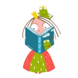 Clever Little Princess Reading Fairy Tale with royalty free illustration Clever Little Princess Reading Fairy Tale with royalty free illustration