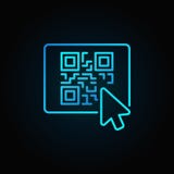 Clic del ratón en el botón con la línea azul icono del vector del código de QR en oscuridad Imagenes de archivo Clic del ratón en el botón con la línea azul icono del vector del código de QR en oscuridad Imagenes de archivo