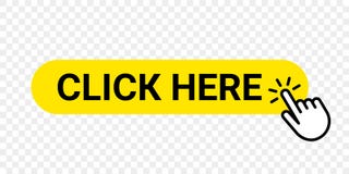 Clicchi qui il bottone di web di vettore Affare isolato del sito Web o registrare l'icona gialla della barra con il dito della ma royalty illustrazione gratis Clicchi qui il bottone di web di vettore Affare isolato del sito Web o registrare l'icona gialla della barra con il dito della ma royalty illustrazione gratis
