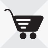 Clientes que hacen compras en el supermercado icono blanco y negro Vector stock de ilustración Clientes que hacen compras en el supermercado icono blanco y negro Vector stock de ilustración