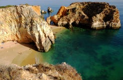 Cliffs on the beautiful coast of Portugal, Algarve, Portimao. stock photography Cliffs on the beautiful coast of Portugal, Algarve, Portimao. stock photography