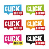 Cliquez sur ici le bouton de label illustration de vecteur Cliquez sur ici le bouton de label illustration de vecteur