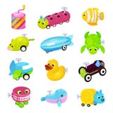 Clockwork bright mechanic children tin toys set royalty free illustration Clockwork bright mechanic children tin toys set royalty free illustration