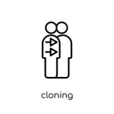 Cloning icon. Trendy modern flat linear vector Cloning icon on w stock illustration Cloning icon. Trendy modern flat linear vector Cloning icon on w stock illustration