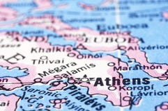 Close up of Athens on map, Greece stock image Close up of Athens on map, Greece stock image