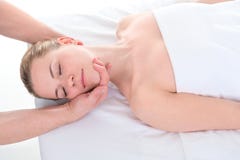 Close-up of beautiful young woman receiving massage at health sp royalty free stock photos Close-up of beautiful young woman receiving massage at health sp royalty free stock photos