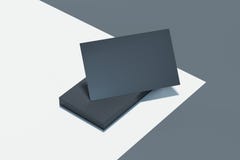 Close up of black business cards set on monochrome background, 3d rendering. stock illustration Close up of black business cards set on monochrome background, 3d rendering. stock illustration