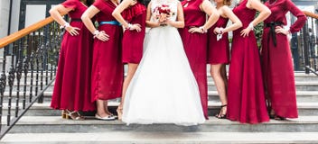 Close up of bride and bridesmaids Royalty Free Stock Photos Close up of bride and bridesmaids Royalty Free Stock Photos