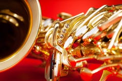Close-up detailed view of saxophone with bell stock photo Close-up detailed view of saxophone with bell stock photo