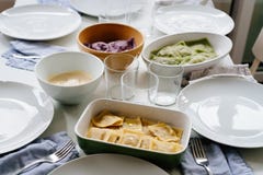 Close up of different color raviolis on home table ready for lun royalty free stock image Close up of different color raviolis on home table ready for lun royalty free stock image