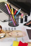 Close up of a different pencil's colour in a fashion desk. stock images Close up of a different pencil's colour in a fashion desk. stock images