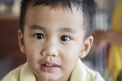 Close Up Eyes Looking To Camera And Face Of One Year Old Asian T Royalty Free Stock Photography