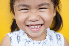 Close Up Face Of Asian Kid Toothy Smiling Facial Face With Happi Stock Images