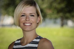 Close Up Of A Happy Blond Woman Smiling And Looking At the Camera. stock photography Close Up Of A Happy Blond Woman Smiling And Looking At the Camera. stock photography