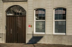 Close-up of house facade at sunset in Tielt. stock photo Close-up of house facade at sunset in Tielt. stock photo
