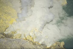 Close up Kawah Ijen Crater at sunrise panoramic view, Indonesia royalty free stock photos Close up Kawah Ijen Crater at sunrise panoramic view, Indonesia royalty free stock photos