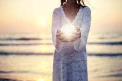 Close Up Moon In Woman`s Hands Royalty Free Stock Photography Close Up Moon In Woman`s Hands Royalty Free Stock Photography