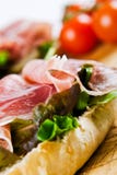 Close Up Of A Parma Ham Sandwich Royalty Free Stock Photography