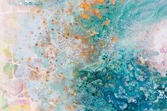 Close Up Of Abstract Art With Water And Postal Colors. All Hand Painted And Original Works. Stock Image